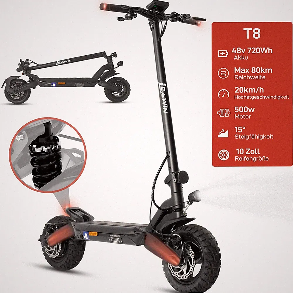 10'' Elektroroller 500W E-Scooter mit Straßenzulassung Offroad Klappbar E-roller