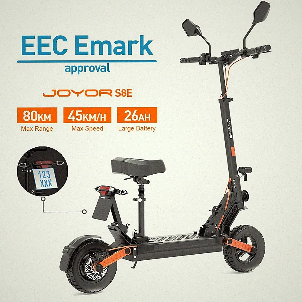 10" JOYOR S8-E Elektroroller Verstellbarer Sitz 800W Faltbarer E-Scooter 45KM/H