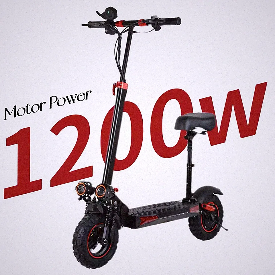 11"E-Scooter für Erwachsene 48V 18Ah Offroad-Vakuumreifen mit Sitz Bis zu 45km