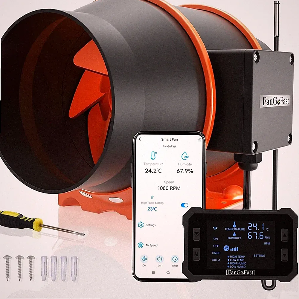 150mm WIFI Rohrventilator mit App Steuerung Temperatur Feuchtigkeitsregler