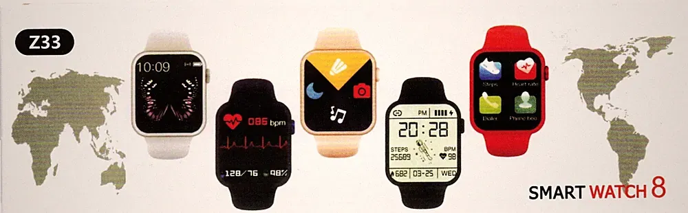 2 StückSmartwatch 8 mit Telefonfunktion Sprachassistent Schrittzähler Fitnessuhr
