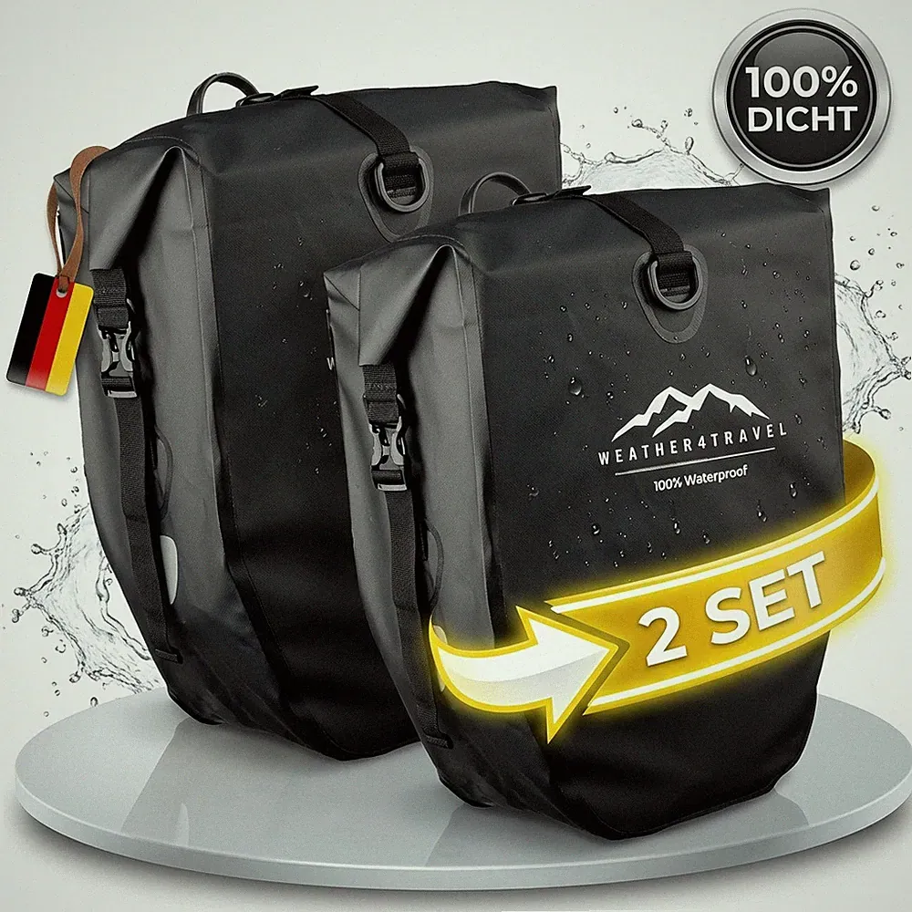 2 x E-Bike Fahrradtasche Gepäckträger wasserdicht 3 in 1 Haltesystem Tragegurt