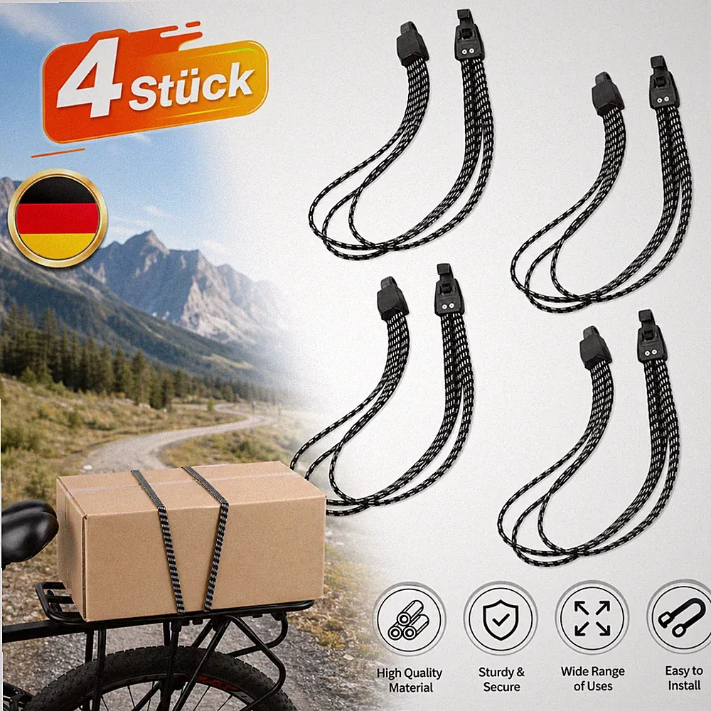 4 Stück 65 cm elastisch Gepäckspanner mit Haken Gummi Schwerlast Gepäckträger