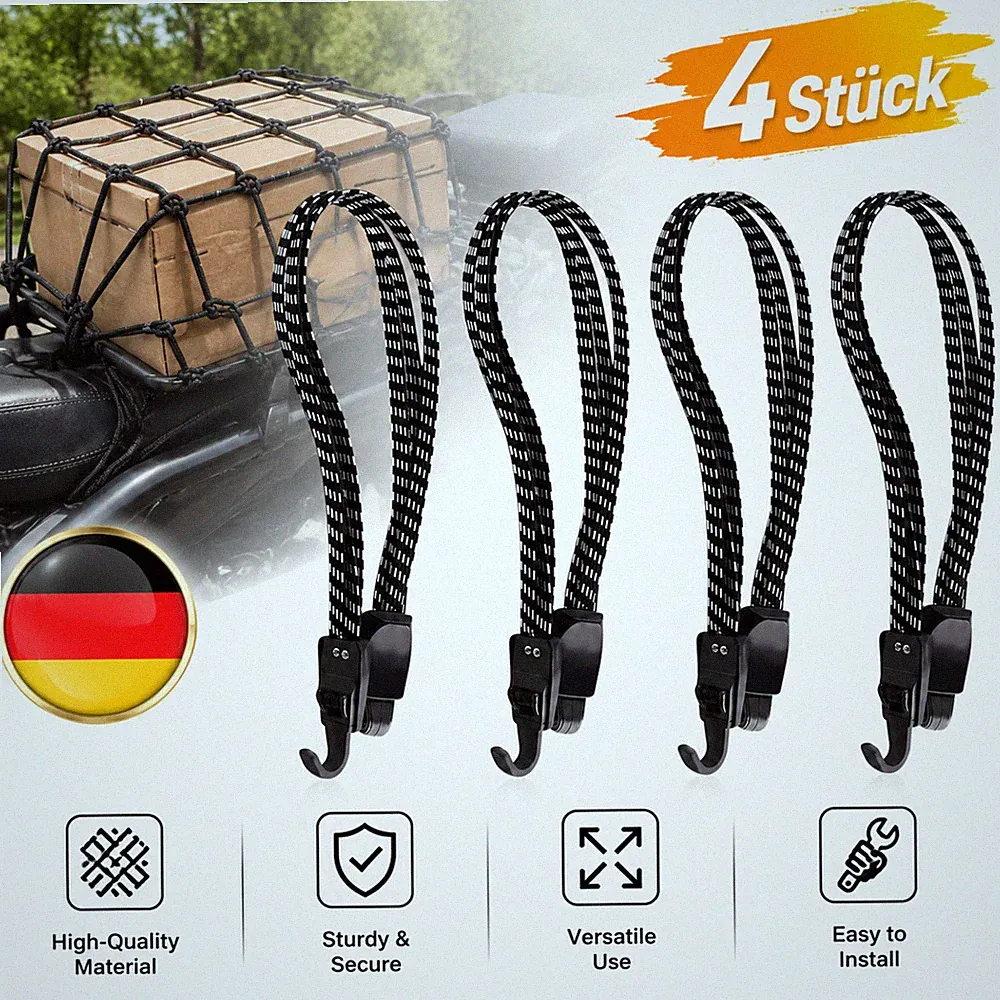 4 Stück Gepäckspanner 65 cm hochelastisch Gummispanngurt mit Haken Auto DE