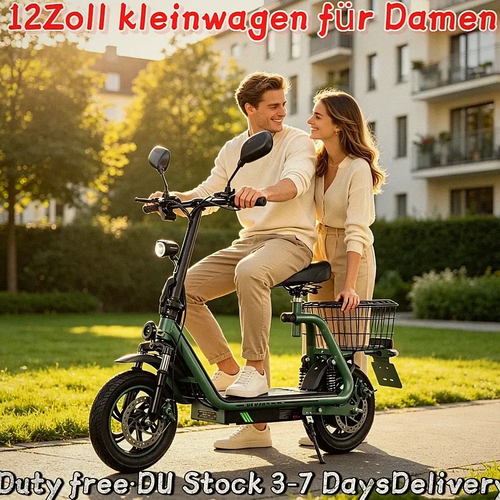 48V 13AH Mit Straßenzulassung 12" Elektroroller mit Sitz E-Scooter TWOFISH 30KM