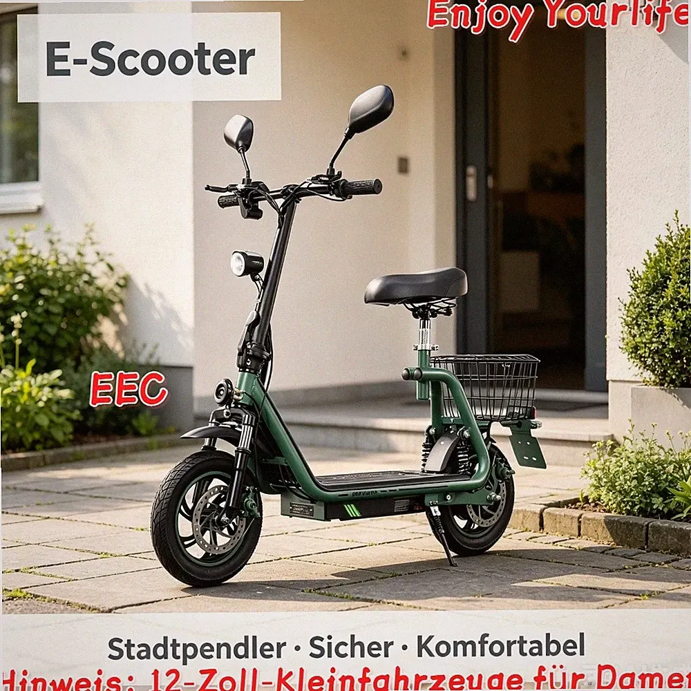 48V 13AH Mit Straßenzulassung 12" Elektroroller mit Sitz E-Scooter TWOFISH M5PRO