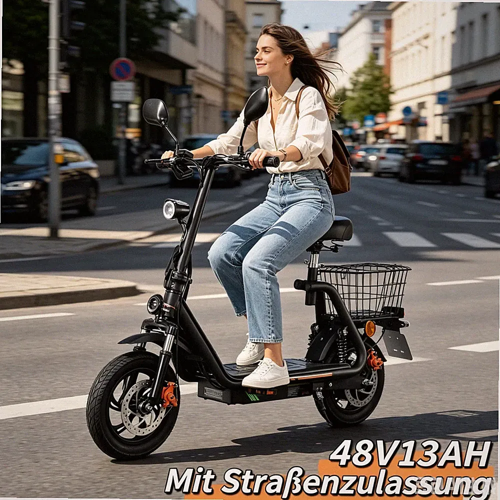 48V13AH Mit Straßenzulassung12" Elektroroller mit Sitz E-Scooter TWOFISH M5PRO