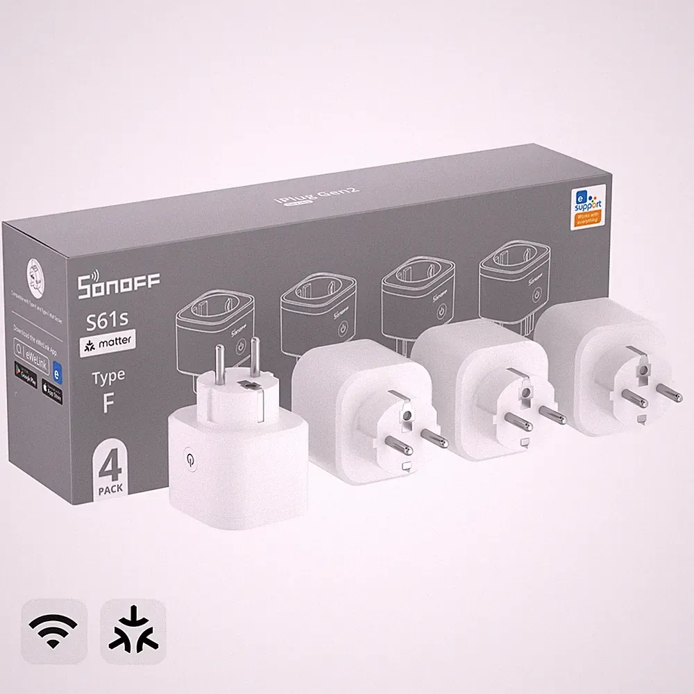 4PCS SONOFF WIFI Smart Plug Steckdose 16A Matter Strom Monitor Alex Google Apple