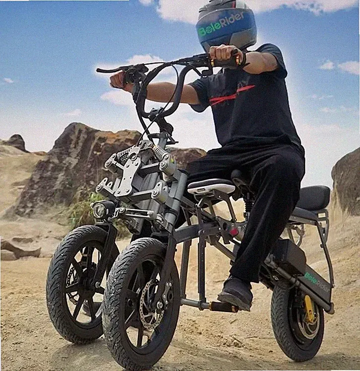 500W Zweisitziges Leichtes Faltbares 3-Rad Elektrisches Dreirad Trike Scooter