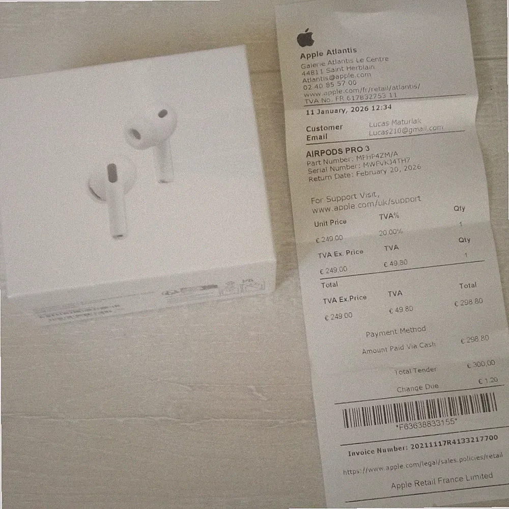 Apple AirPods Pro 3 In-Ear-Kopfhörer Weiß USB-C Bluetooth mit Mikrofon