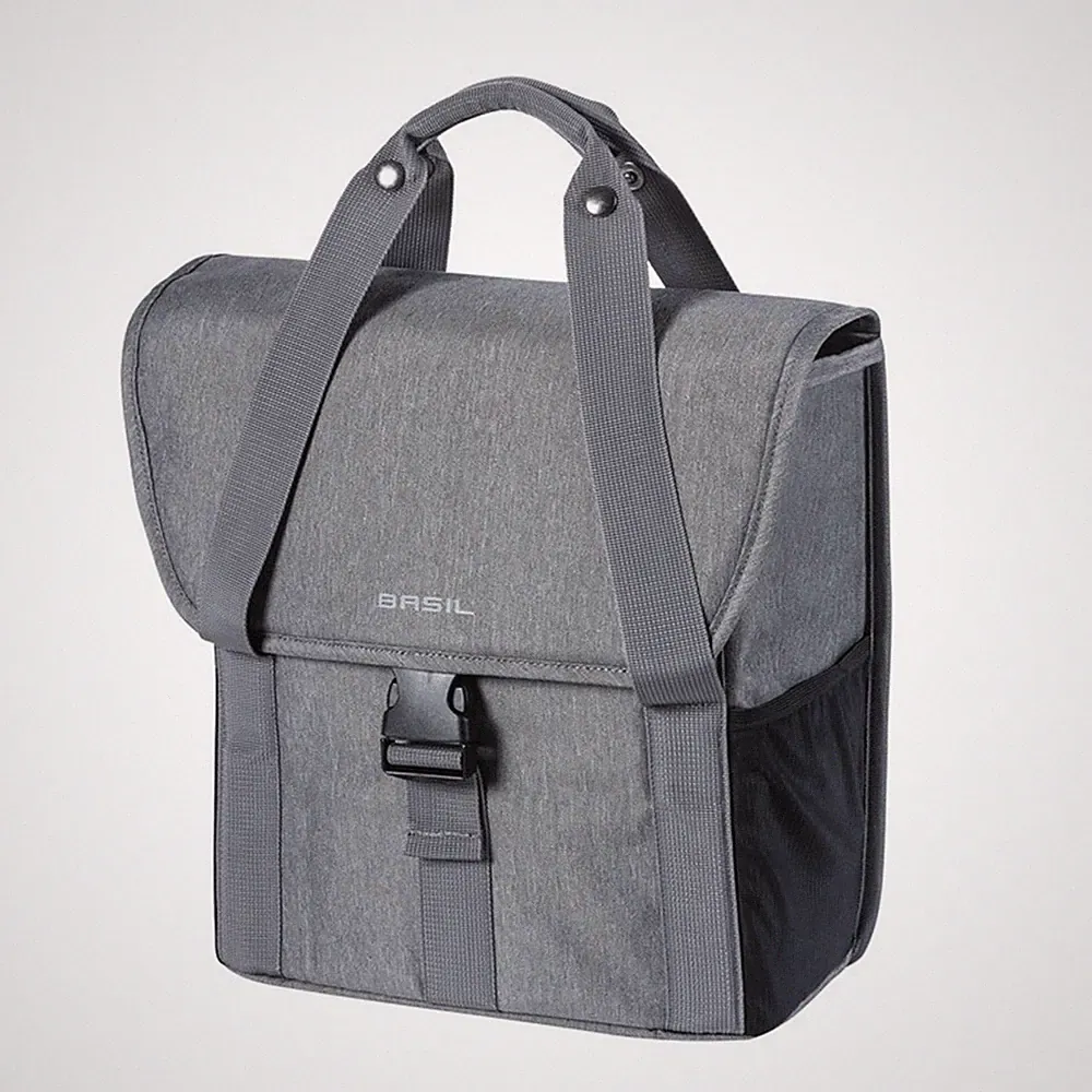 Basil Fahrrad Einzeltasche Go Single Grau 33x17x41cm 16 Liter MIK RackTime