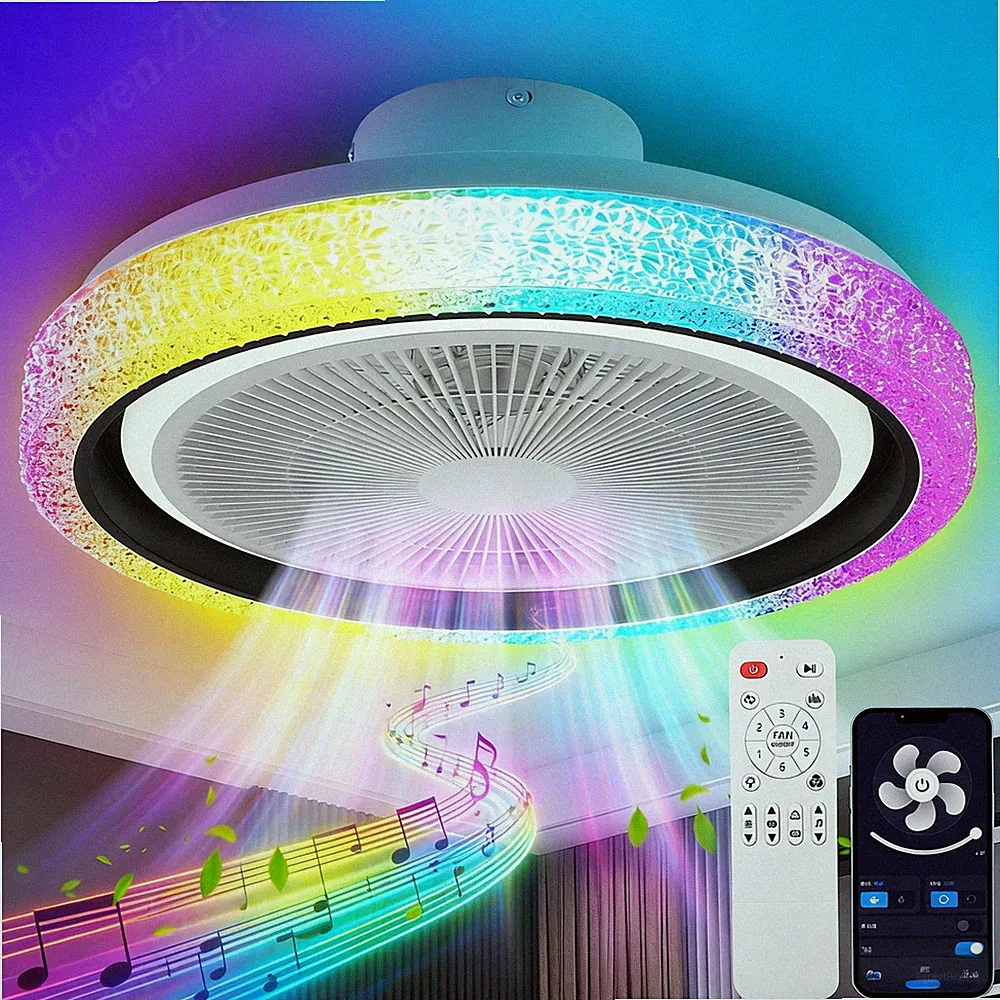 Bluetooth Musik RGB Deckenleuchte mit Ventilator 6 Windstufen Deckenventilator