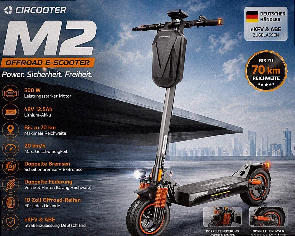 Circooter M2 Mit Straßenzulassung E-Scooter 12.5AH offroad Elektroroller ABE APP