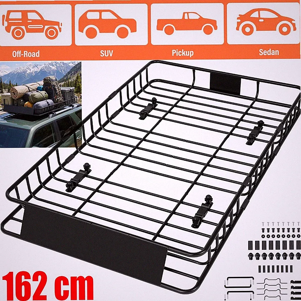Dachgepäckträger 162 x 99 x 16 cm Universal Dachkorb mit Windschutz bis 100 kg