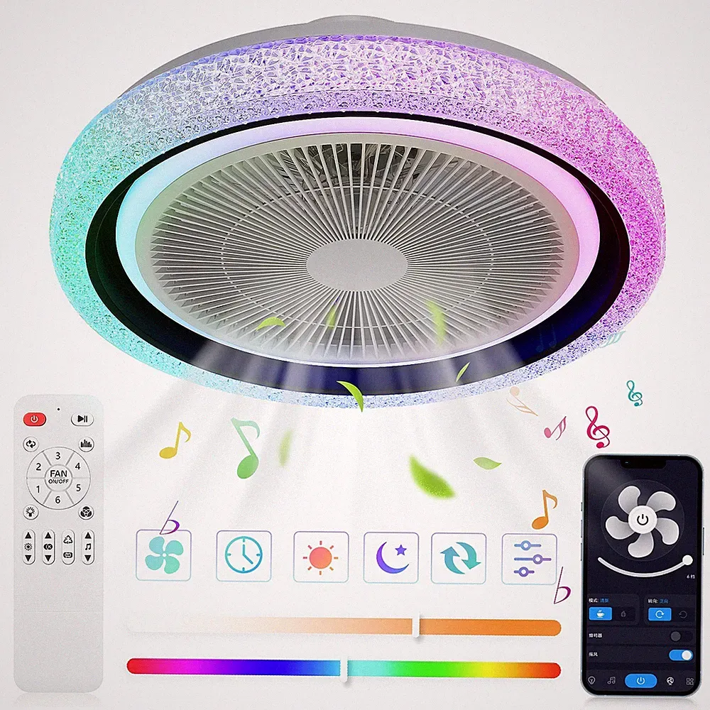 Deckenventilator mit Beleuchtung Fernbedienung Musik Ventilator Deckenleuchte DE