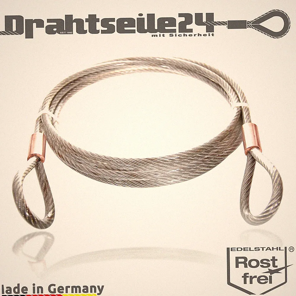 Diebstahlschutz Edelstahl kunststoffummantelt Stahlseil mit Ösen Rostfrei PVC