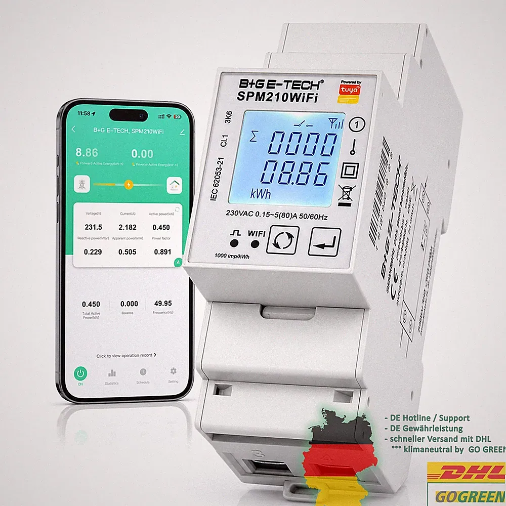 digitaler Stromzähler für DIN Hutschiene mit APP Steuerung via Tuya 230V 80A S0