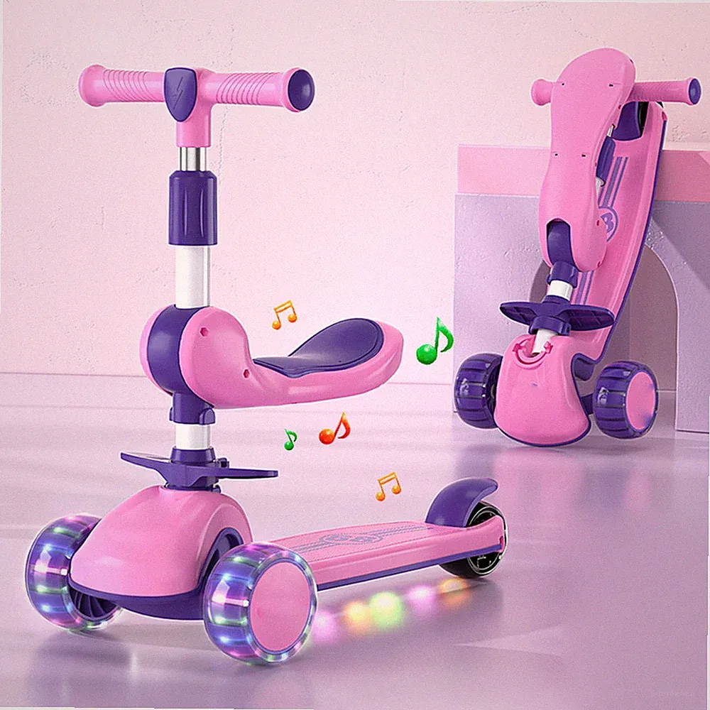Dreirädriger LED-Scooter Mit Drei Rädern Verstellbarem Lenker Und Abnehmb E3Jd