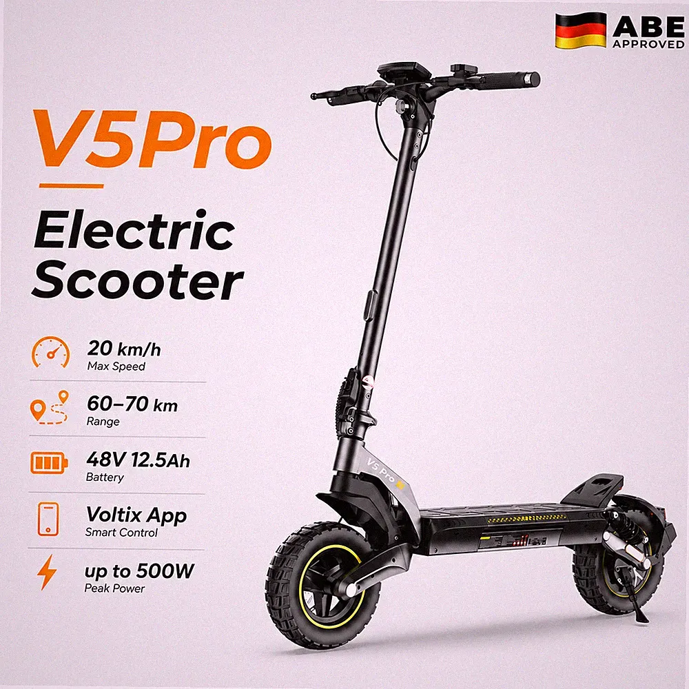 E-Scooter 350W mit ABE, 10 Zoll Luftreifen, 20 km/h, App, faltbar