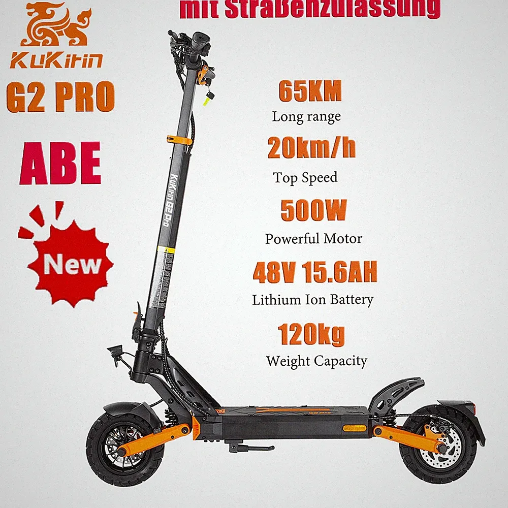 E-Scooter mit Straßenzulassung Elektroroller 48V 15.6AH KuKirin G2Pro 65KM ABE