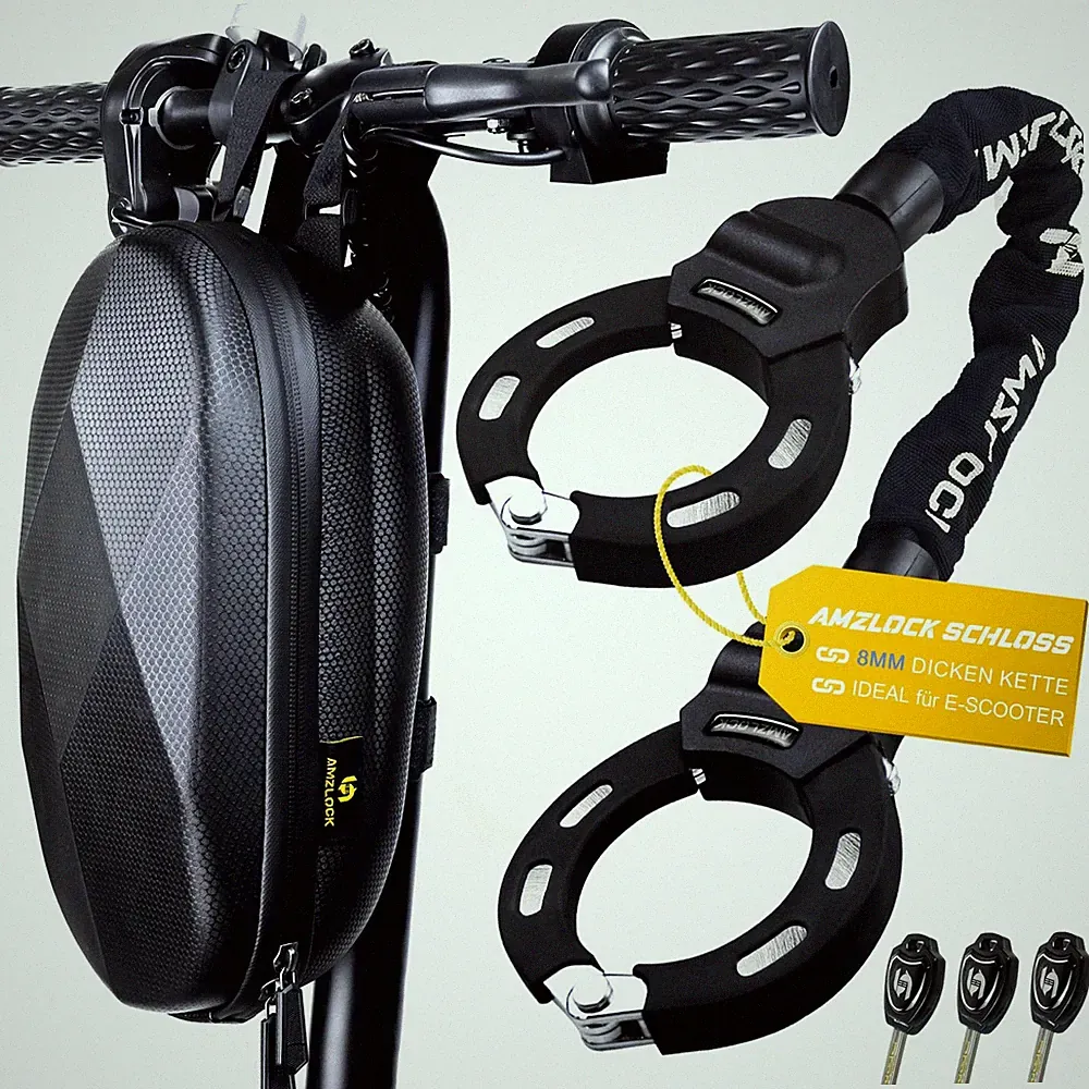 E Scooter Schloss mit Tasche 8mm Dicke Kettenschloss Handschellenschloss für E