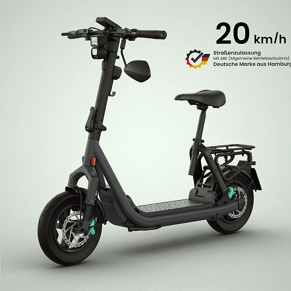 E Scooter + Sitz | Straßenzulassung | 20 km/h | 13 Zoll | 100km | Egret GTc