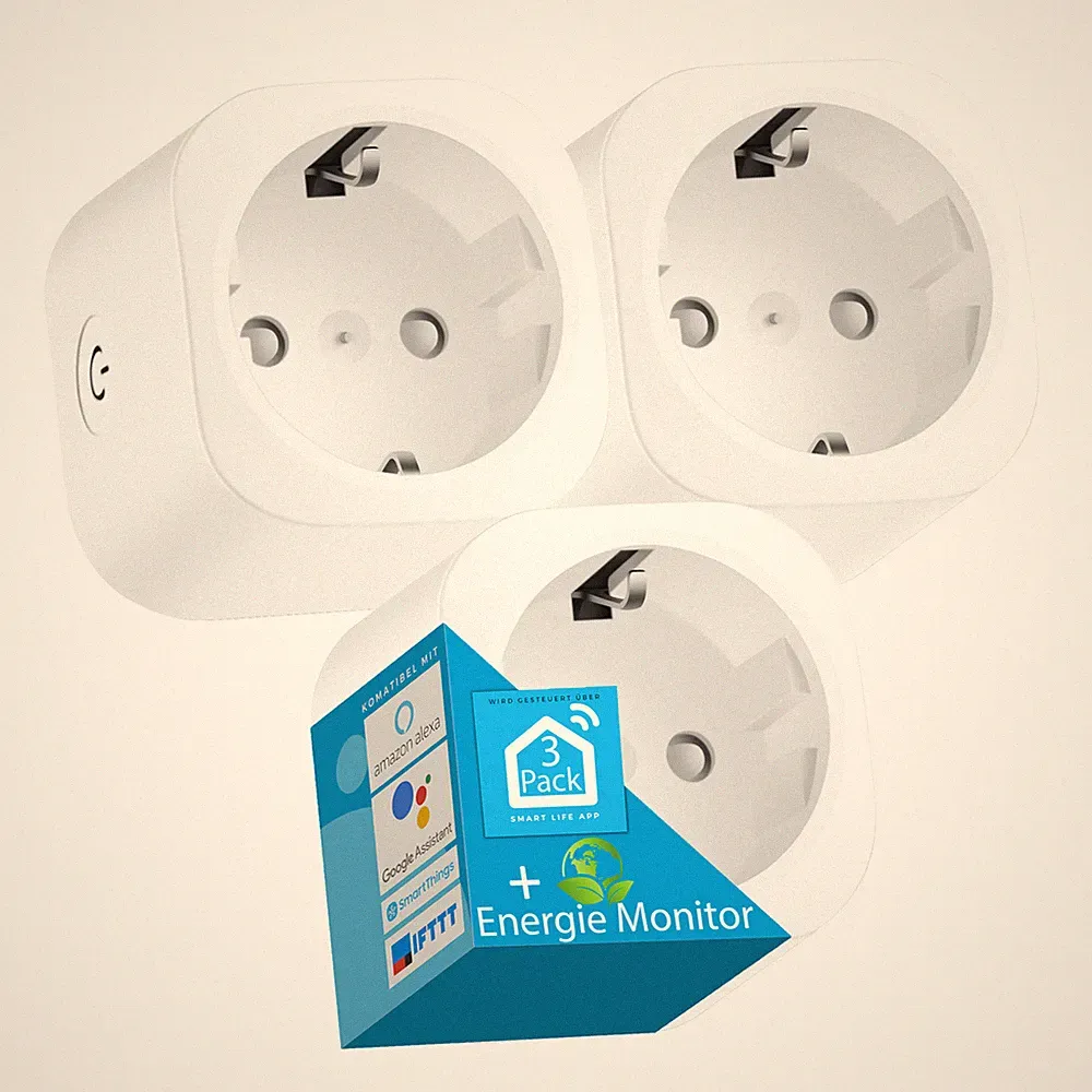 Echos Smart WLAN Steckdose 16A 3er Pack WiFi Smart Home Steckdose App-gesteuert