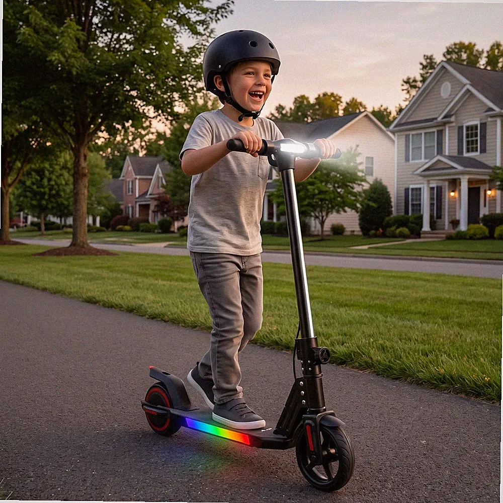eFlux Kinder Elektroscooter Elektroroller E-Scooter faltbar LED Farblicht 16km/h