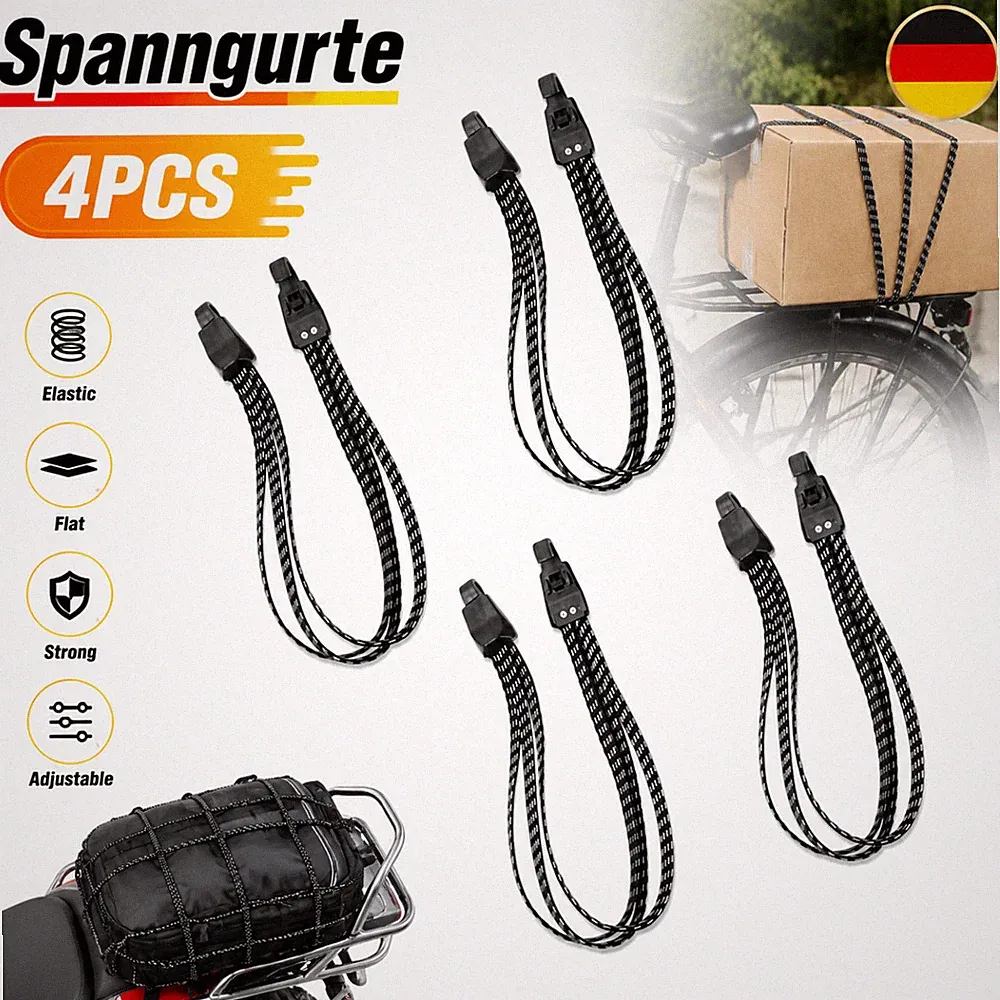 Elastische 65cm Gepäckspanner 4 Stück Spanngurt mit Haken für Fahrradträger