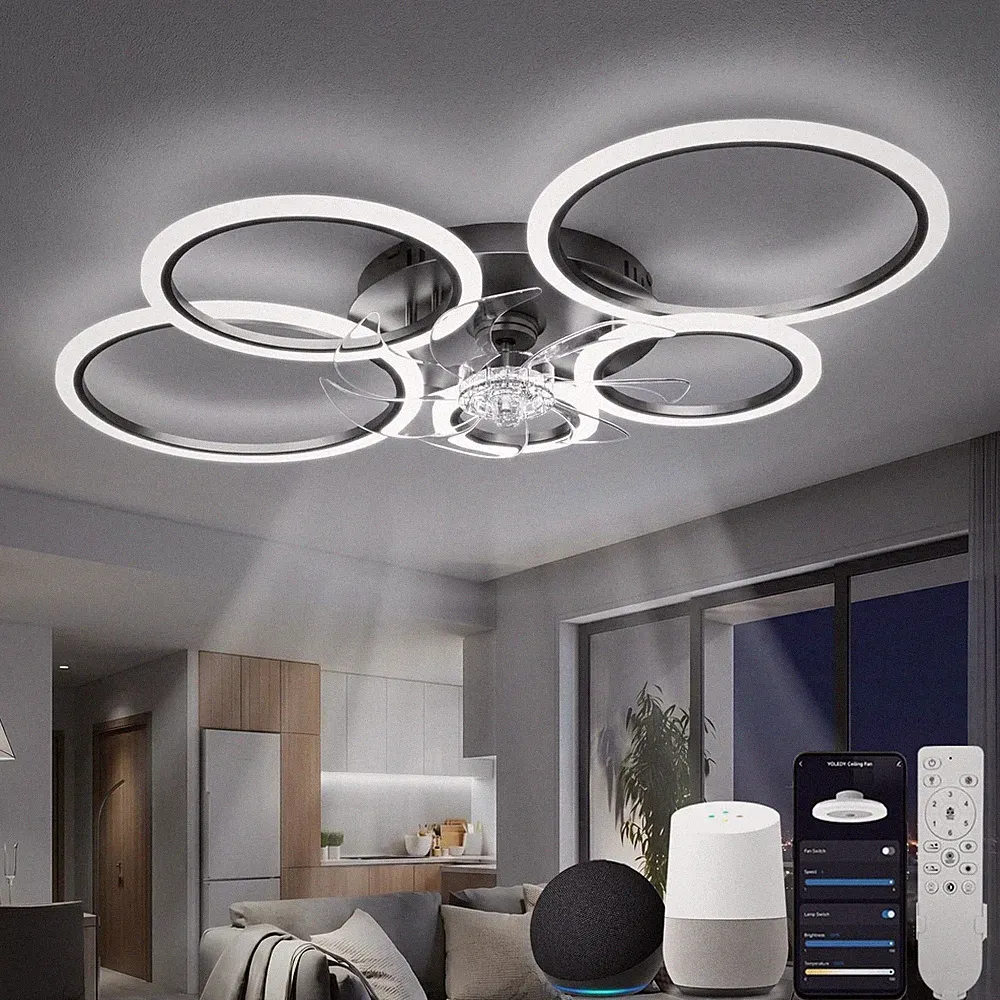 Energiesparender Deckenventilator mit LED-Licht und Sprachsteuerung