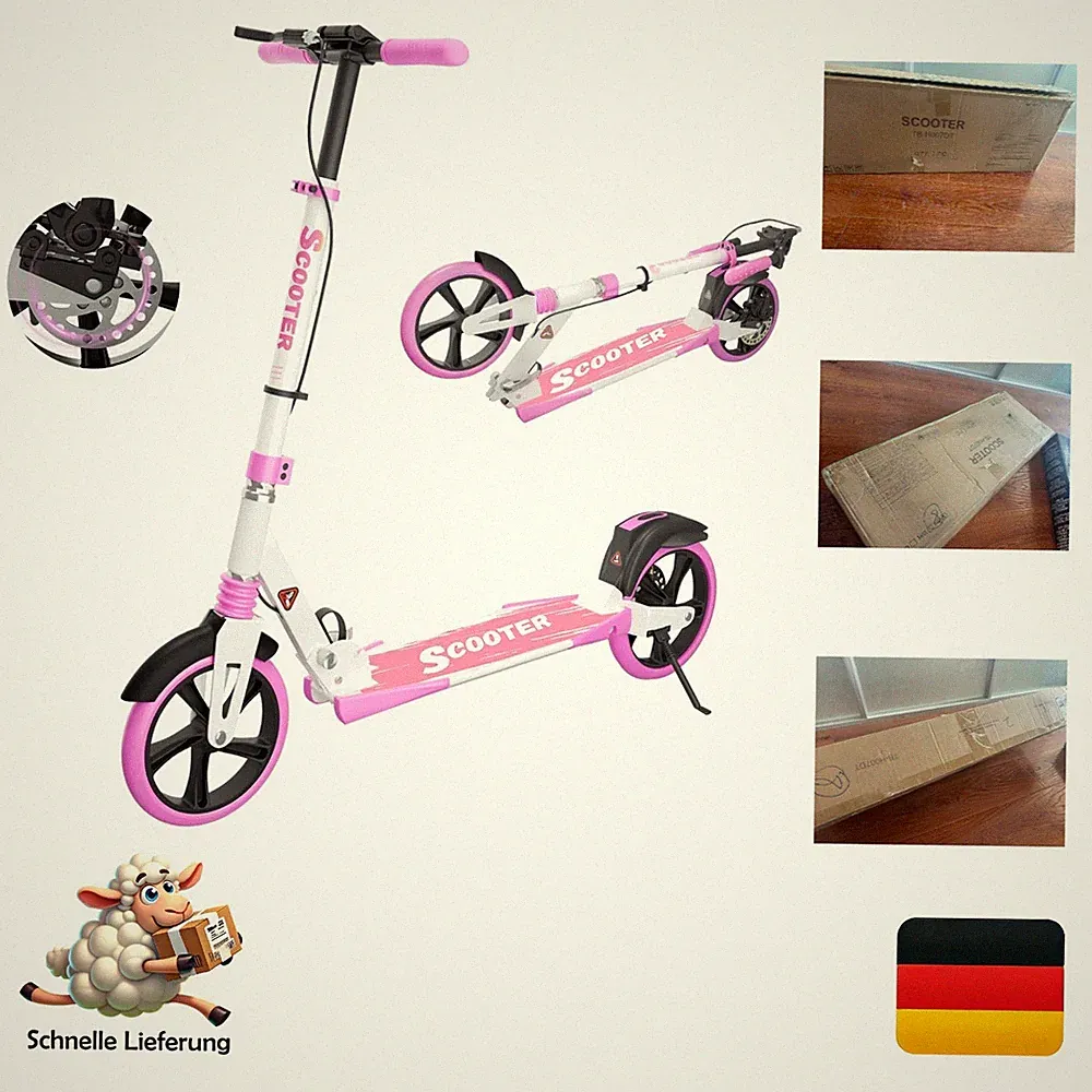 Erwachsenen Scooter Mee Goo mit Scheibenbremse Vollfederung 200mm PU-Räder Al...