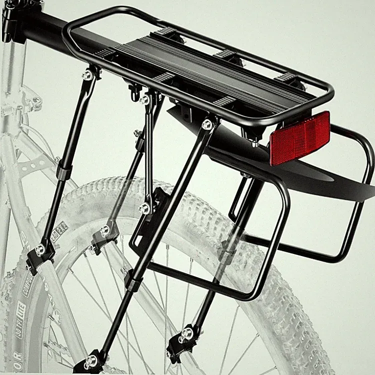 Fahrrad Gepäckträger Halter Träger 100 kg Schwarz mit Schutzblech Rücksitz, Set