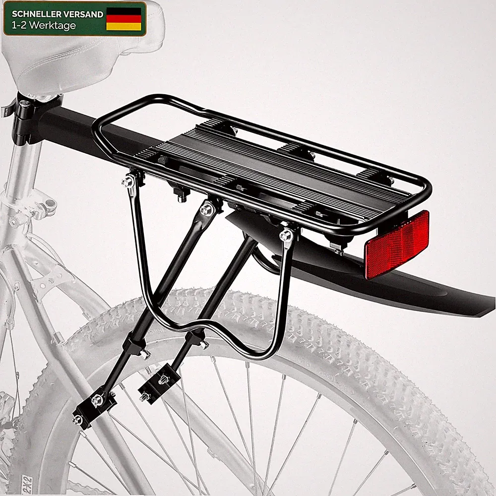 Fahrrad Gepäckträger Set 24-29 Zoll 50KG Tragfähigkeit mit Schutzblech Reflektor