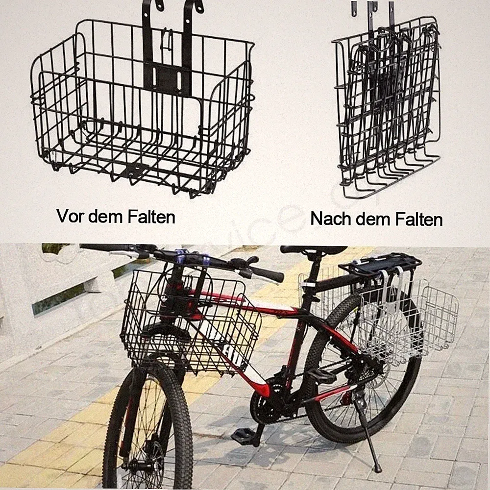 Fahrradkorb Hinten mit Halter Korb Vorne Fahrrad Korb 20kg Gepäckträger Schwarz