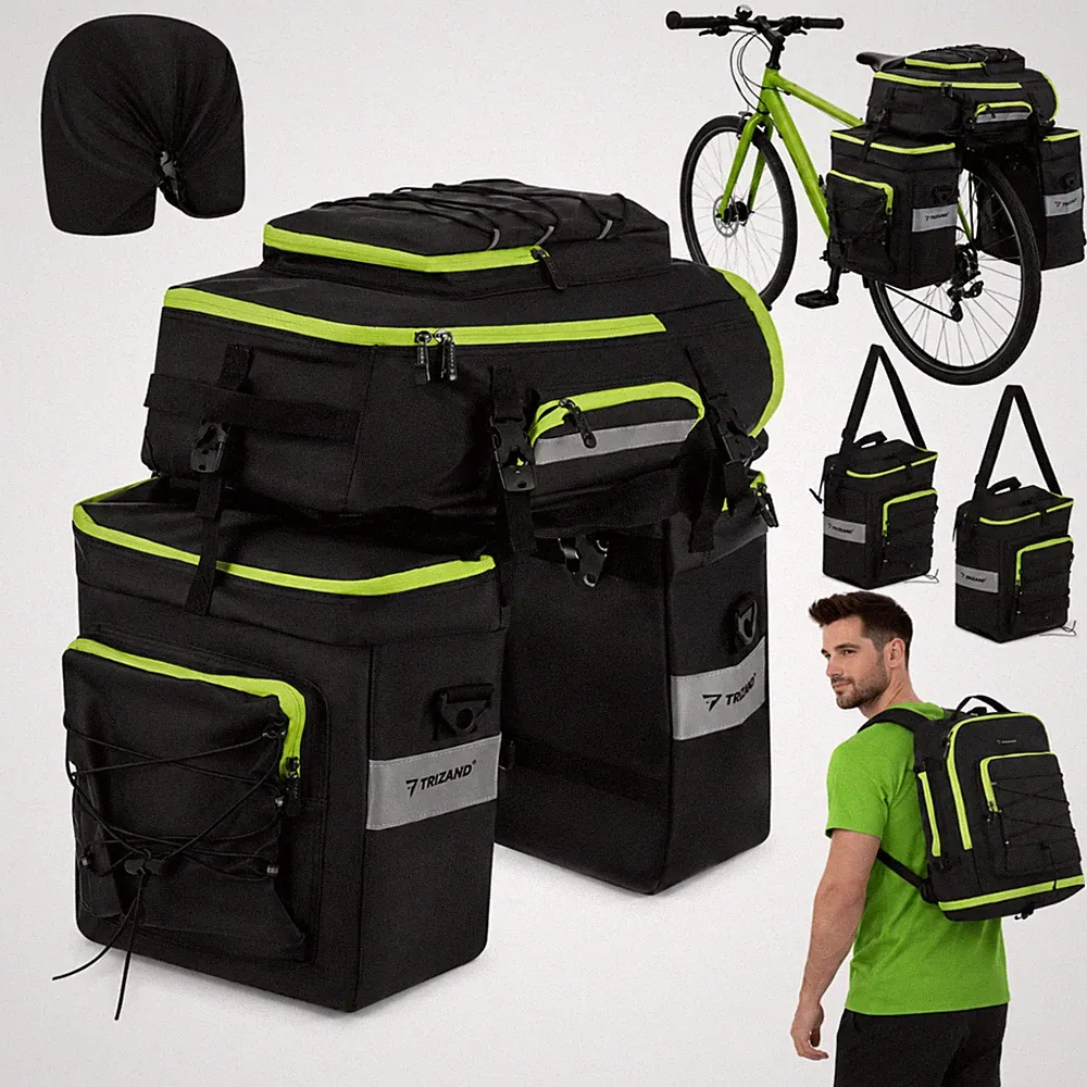 Fahrradtasche 3in1 Gepäckträger 65L Wasserdicht Fahrradsack Fahrrad Rucksack