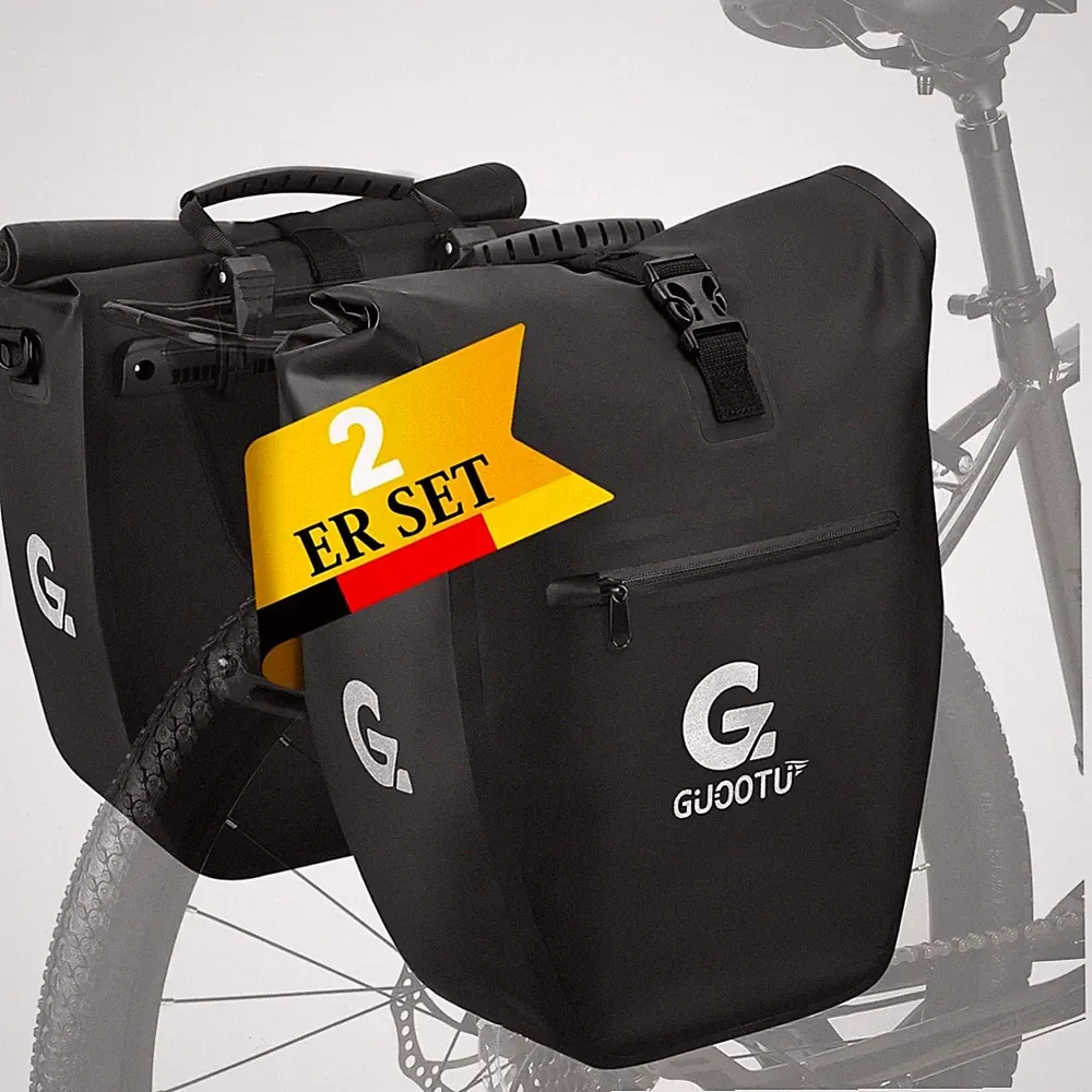 Fahrradtasche Gepäckträger Set 48L Reflektoren Schwarz
