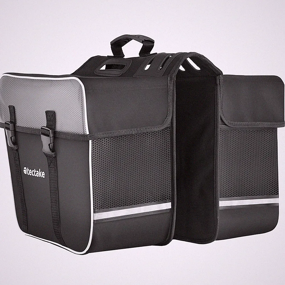 Fahrradtasche mit Gepäckträger-Befestigung und Reflektorstreifen schwarz B-Ware