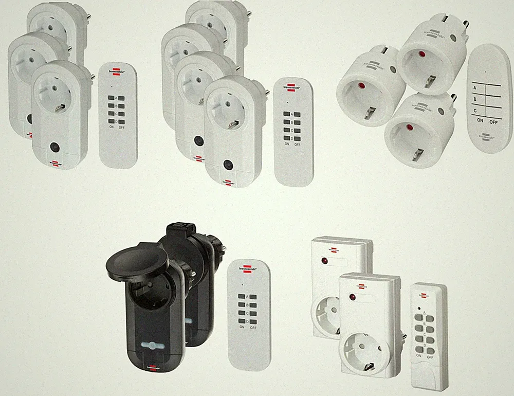Funksteckdosen mit Fernbedienung 2er 3er 4er SET bis 25m IP20 IP44 Brennenstuhl