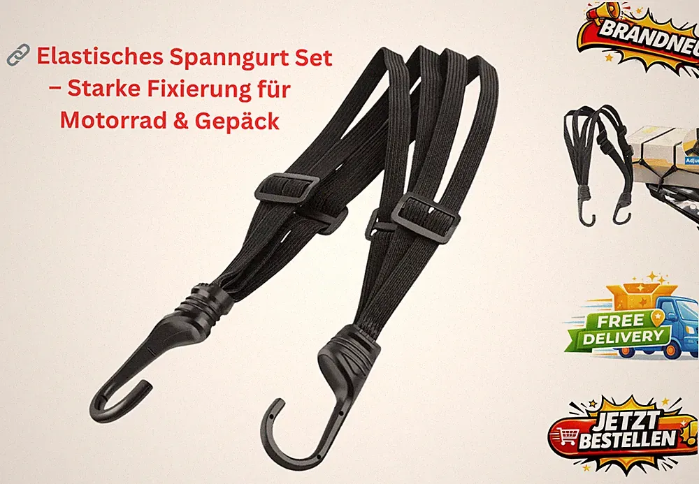 Gepäckspanner flach mit Haken 60/90 schwarz Spanngummi 2 stuck