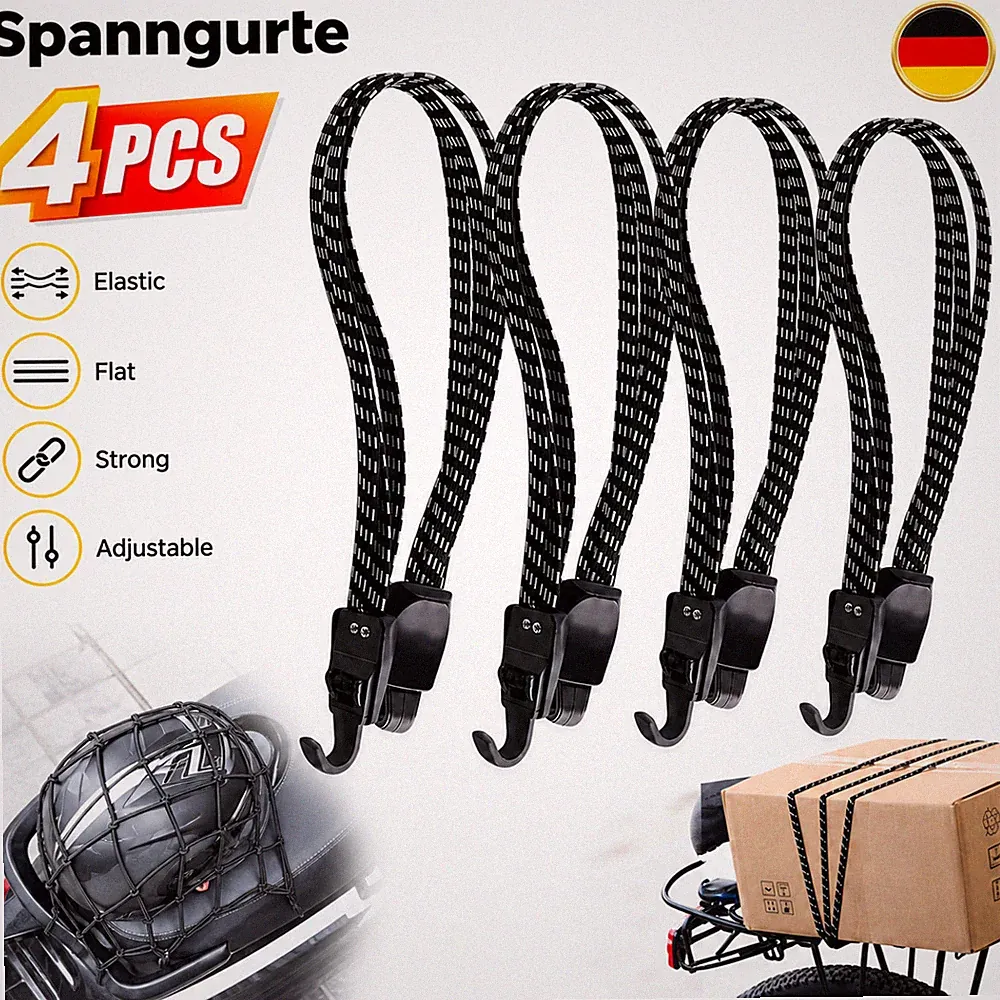 Gepäckspanner Spanngummi 4 Stück Elastische mit Haken für Fahrradträger Gummis