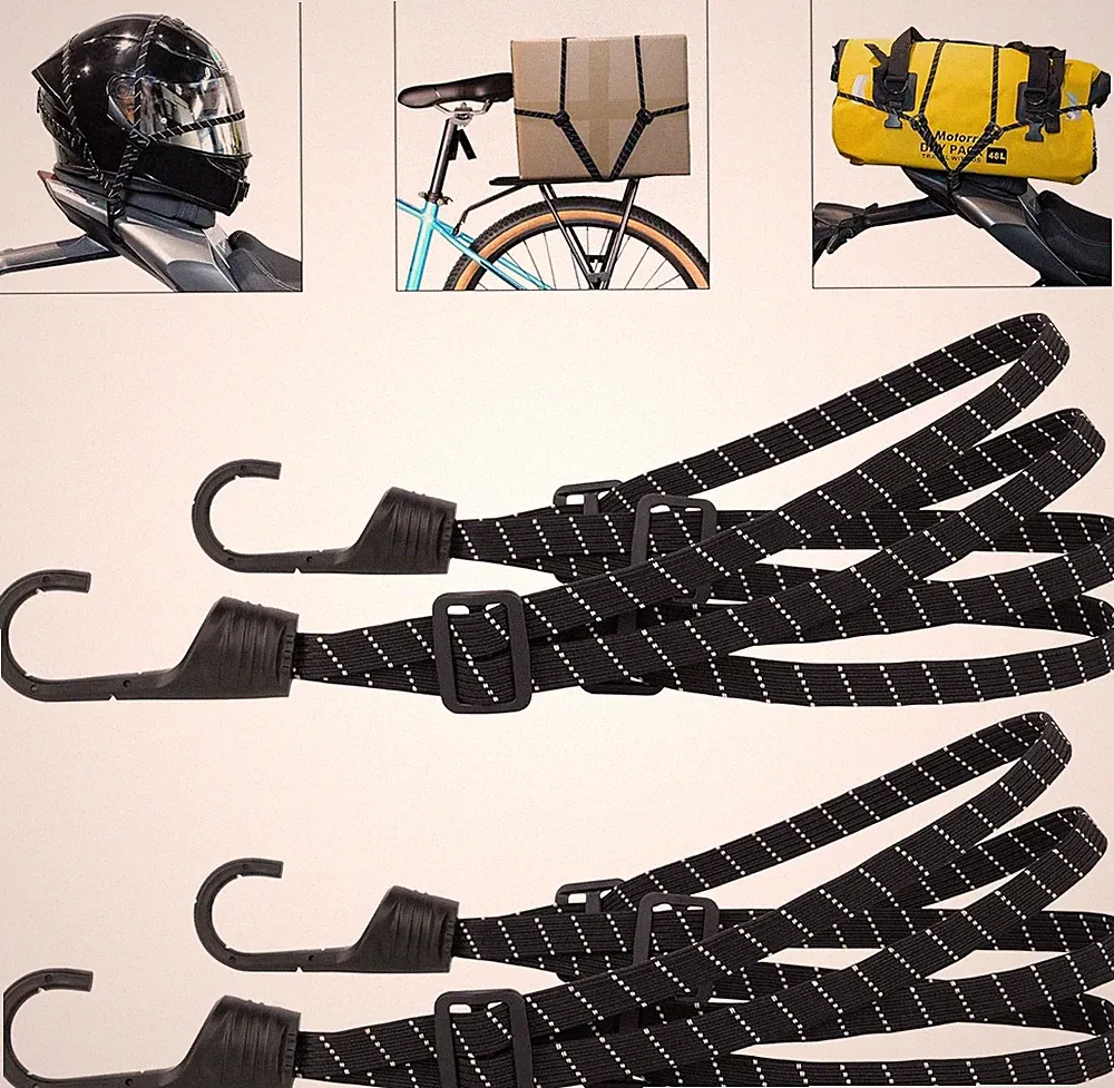 Gepäckspanner Spanngurte mit Haken für Fahrrad Motorrad Gepäckträger 2 Stück