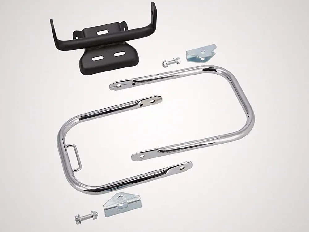 Gepäckträger mit Schutzblechhalter, kurzer Stützbügel, Chrom - für Simson S50, S