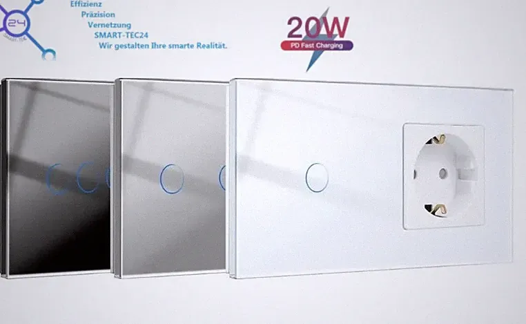 Glas Lichtschalter mit Steckdose + App Steuerung + Thermostat + USB Wechsel