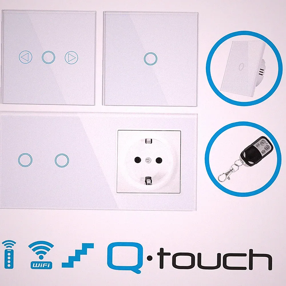 Glas Touch Schalter Wechselschalter Kreuzschalter Dimmer Wi-Fi Schuko Steckdose