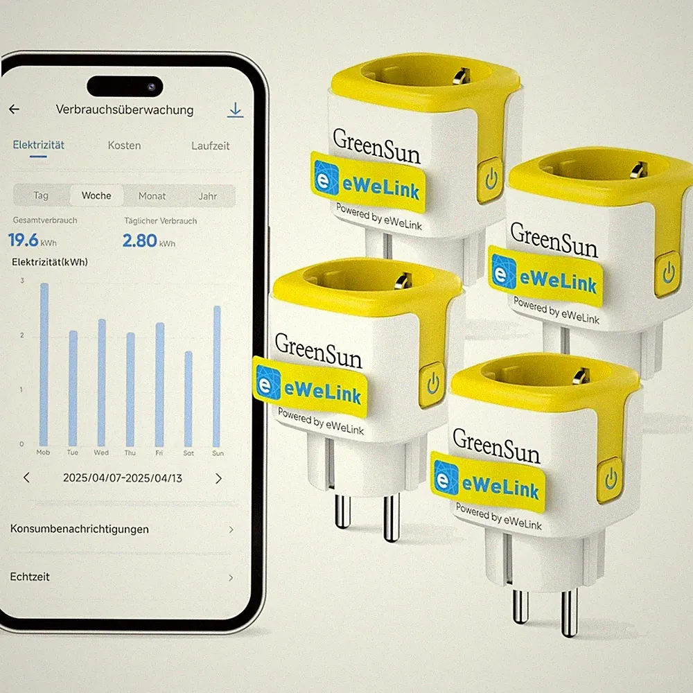 Greensun WLAN Steckdose mit Stromzähler 4er Smart Steckdose für Innen 16A 368...