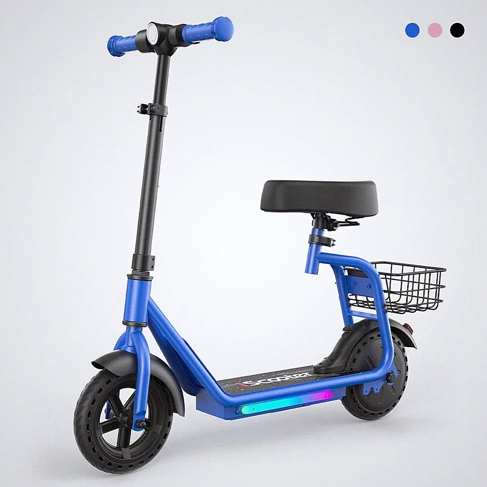 iK7 8,5'' Elektroroller für Kinder 250W 2in1 E-Scooter mit Sitz & Korb 20km/h DE