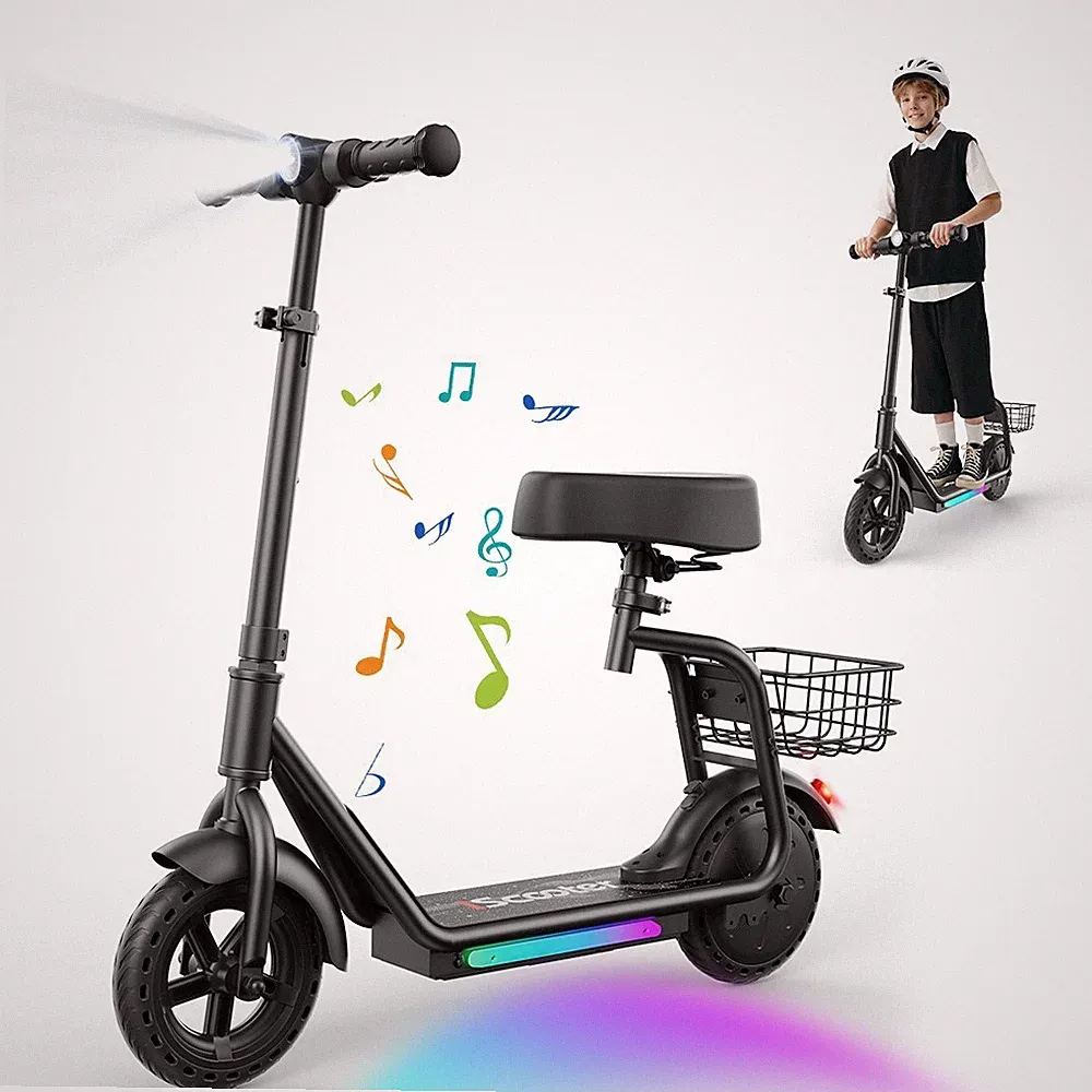 iK7 Elektroroller 2in1 250W 20km/h Kinder mit abnehmbarem Sitz & Korb E-Scooter
