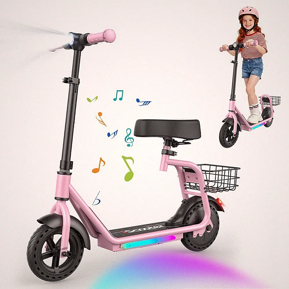 iK7 Elektroroller 2in1 250W 20km/h Kinder mit abnehmbarem Sitz & Korb E-Scooter