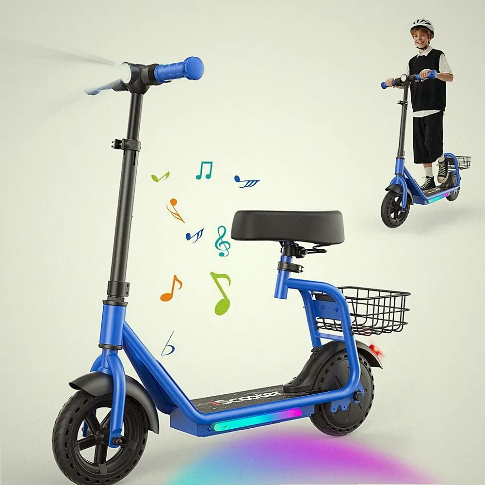 iK7 Elektroroller 2in1 250W Kinder mit abnehmbarem Sitz & Korb E-Scooter 20km/h