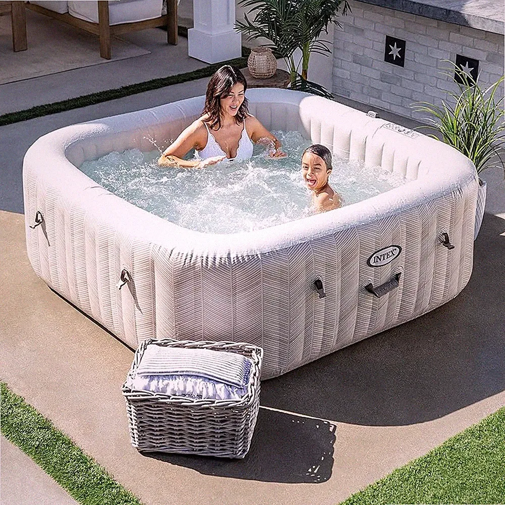 INTEX Whirlpool Chevron Deluxe Pure SPA Salzwasser 175x175cm 4 Personen + APP